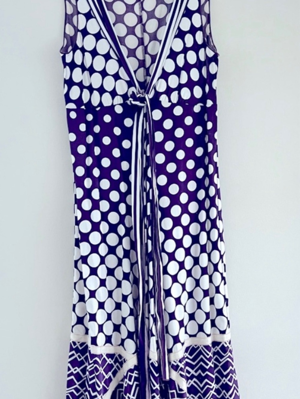 Purple and White Polka Dot High-Low Dress